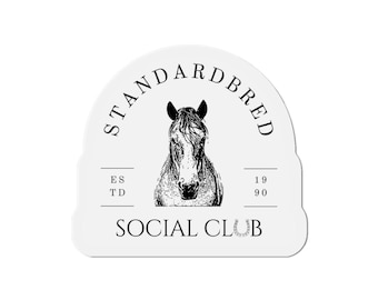 Standardbred Social Club Horse Die-Cut Magnets for Outdoors/Indoors, Unique Home Décor for Horse Lovers Gifts for Equestrian Horseback Rider