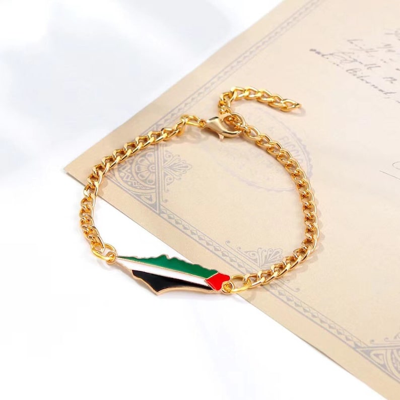 10 Pcs Palestine Map Symbol Colorful Palestine Map Bracelet A300009-10
