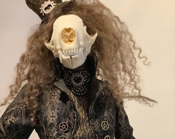 Steampunk Skunk in Victorian costume ooak art doll
