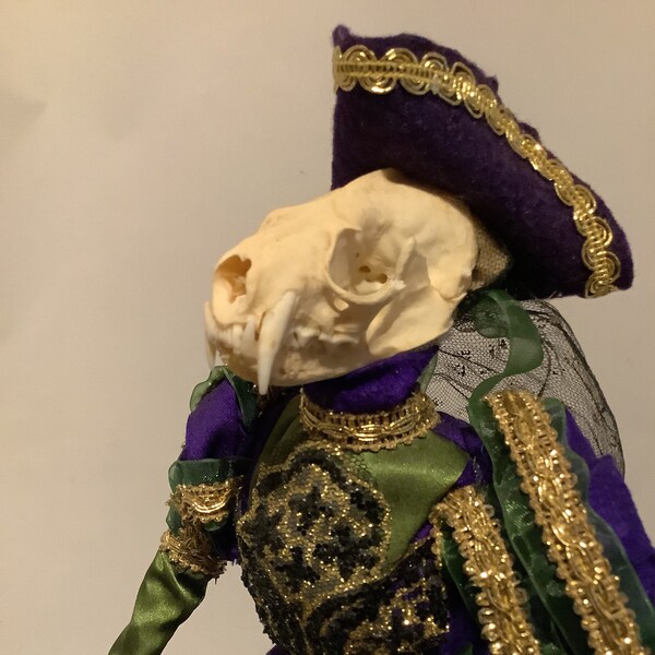 Mardi Gras Mink oak costumed art doll