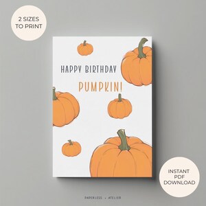 Carte d'anniversaire automne imprimable, anniversaire citrouille, joyeux anniversaire citrouille, anniversaire automne, anniversaire automne, carte imprimable, téléchargement immédiat