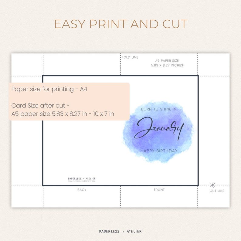 Printable Birthday Card, January Card, January Born, Born in January ...
