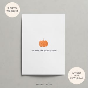 Carte de voeux imprimable sur le thème de la citrouille, anniversaires, célébrations, toutes les occasions, amitié, minimaliste, carte imprimable, téléchargement immédiat