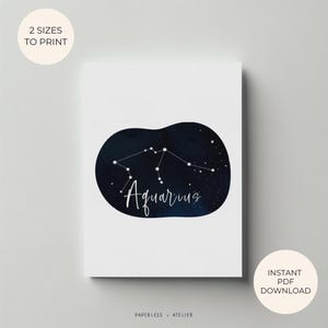 Carte d'anniversaire imprimable, constellation du Verseau, zodiaque Verseau, carte Verseau, carte du zodiaque, carte de voeux, téléchargement immédiat, bricolage