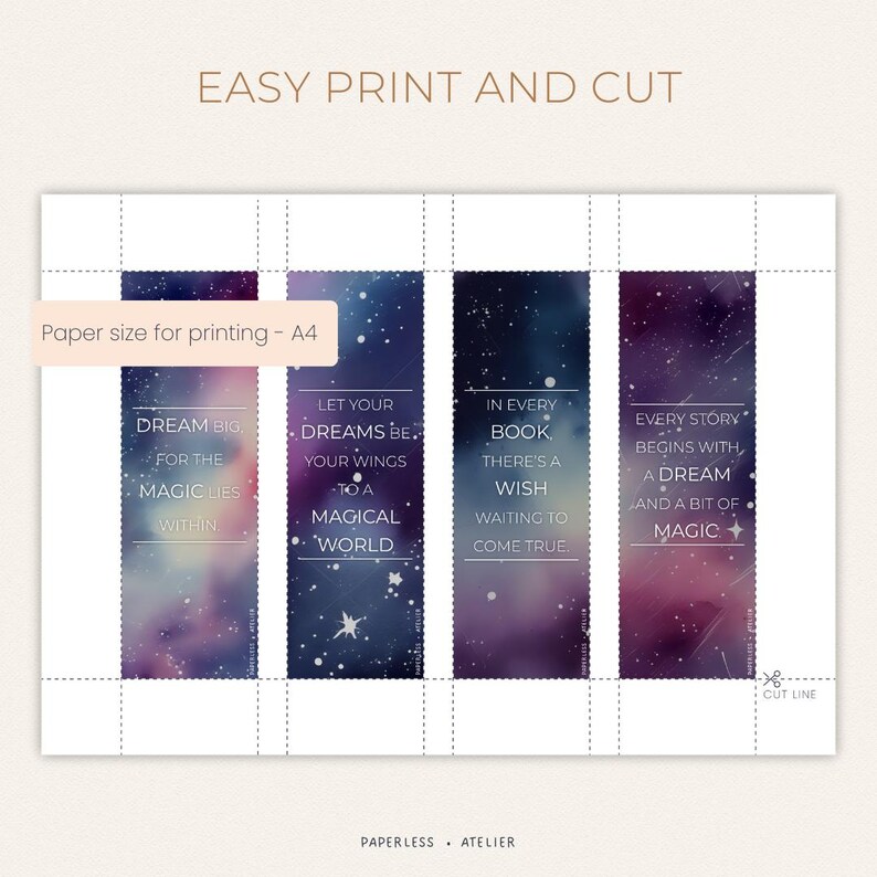 8 Printable Galaxy Bookmarks, Galaxy Bookmark, Printable Bookmark, Book ...