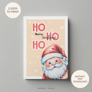 Carte de Noël imprimable Père Noël, joyeux Noël, carte ludique, Noël, Ho Ho Ho, carte amusante, carte imprimable, téléchargement immédiat, bricolage