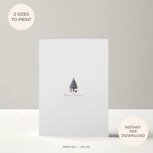 Afdrukbare kerstkaart, vrolijk kerstfeest, minimalistisch, kerstboom, fijne feestdagen, kersttijd, afdrukbare kaart, direct downloaden, DIY