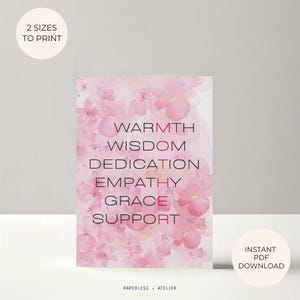 Carte de fête des mères, carte de maman florale, joyeuse fête des mères, carte de voeux imprimable, carte à téléchargement immédiat, floral rose, BrE et AmE