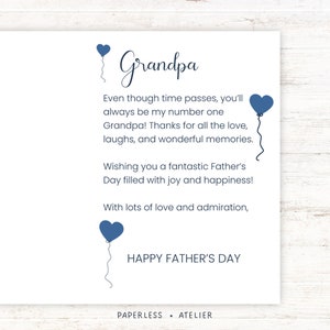 Printable Father's Day Card, Father's Day Card for Grandad, Card for ...