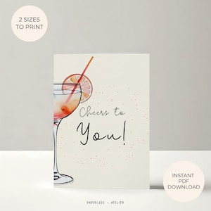Afdrukbare felicitatiekaart, proost, gefeliciteerd, diploma-uitreikingen, promoties, nieuwe banen, afdrukbare kaart, direct downloaden, DIY