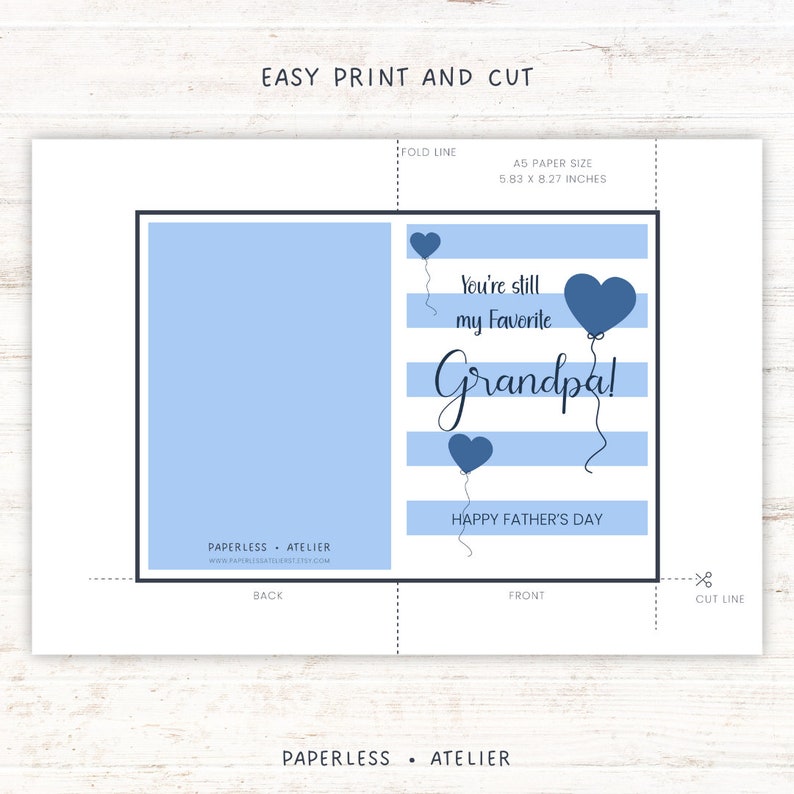 Printable Father's Day Card, Father's Day Card for Grandad, Card for ...
