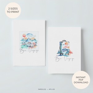 Tarjeta de despedida imprimible, tarjeta de buen viaje, mudanza, viaje, dejar un nuevo trabajo, emigrar, viajar, tarjeta de felicitación imprimible, descarga instantánea