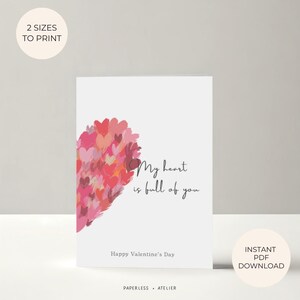 Druckbare Liebeskarte, Valentinstag Karte, druckbare Valentines, Herzen, druckbare Karte, druckbare Grußkarte, Instant Download Karte, DIY