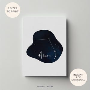 Printable Birthday Card, Aries Constellation, Aries Zodiac, Aries Card, Zodiacs Card, Greeting Card, Instant Download, DIY