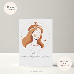 Printable Birthday Card, Virgo Zodiac, Virgo Card, Zodiacs Card, Birthday Card, Virgo, Printable Greeting Card, Instant Download Card, DIY