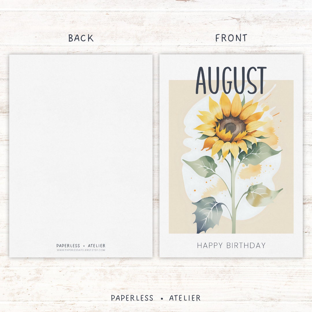 Printable Birthday Card, August Card, August Born, Born in August Card ...