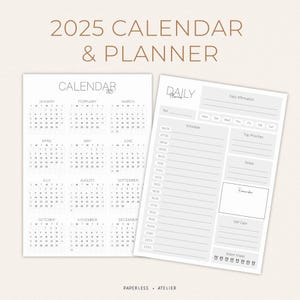 Printable 2025 Calendar & Planner, Minimalist Planners, Daily, Weekly, Monthly Planners, Printable Calendar and Planners, Instant Download