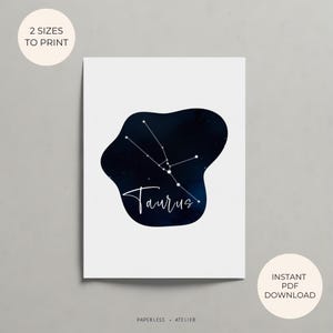 Biglietto di auguri di compleanno stampabile, costellazione del Toro, segno zodiacale del Toro, biglietto del Toro, biglietto zodiacale, biglietto di auguri, download immediato, fai da te