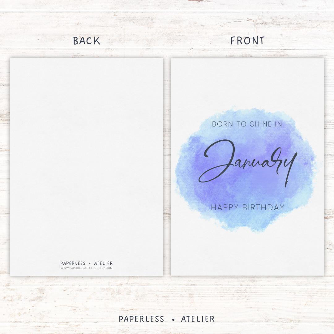 Printable Birthday Card, January Card, January Born, Born in January ...