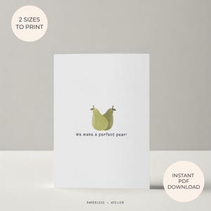 Biglietto d'auguri stampabile a forma di pera, tutte le occasioni, romantico, anniversario, San Valentino, giocoso, minimalista, biglietto stampabile, download immediato