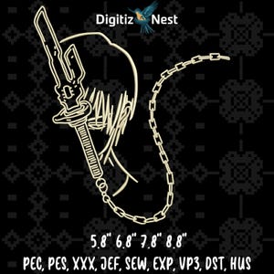 Anime Stickdatei, Stickmuster - Digitaler Download, Anime Stickmuster, Stickmuster, mehrere Größen, Instant Access