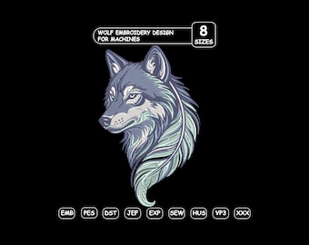 Wild Wolf Head Embroidery Design | Forest Animal Pattern (Instant Download)