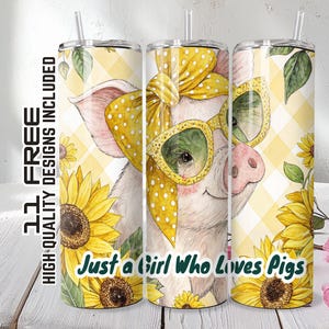 Just A Girl Who Loves Pigs Tumbler Wrap 20oz  Skinny Tumbler Sublimation Design Instant Digital Download Only, Funny Pig Tumbler Wrap PNG