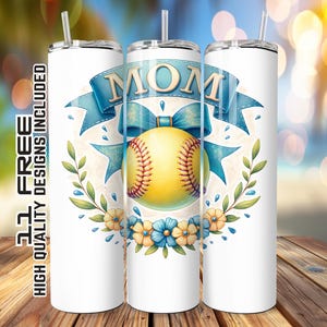 Softball Mom 20 oz Skinny Tumbler Wrap - Sublimation Design - Seamless Softball Tumbler Wrap - Perfect for Sports Lovers - Digital Download