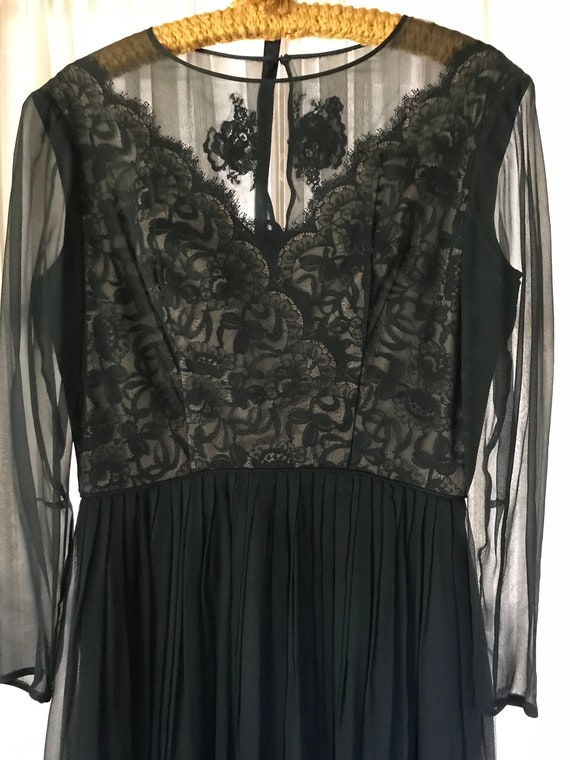 Vintage Black Lace and Chiffon dress - image 1