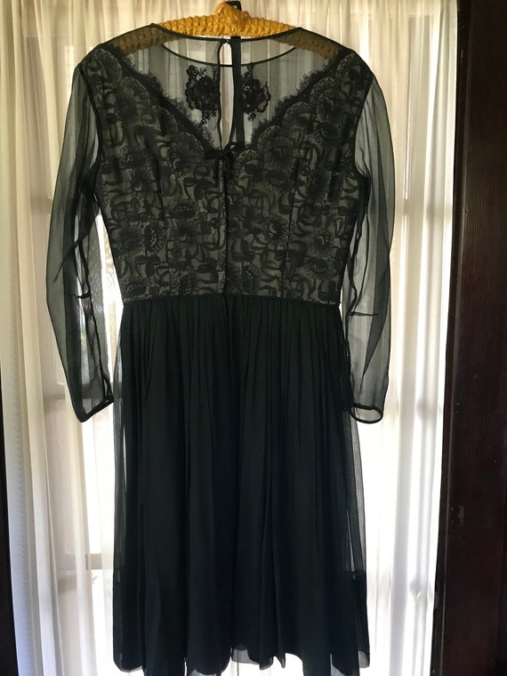 Vintage Black Lace and Chiffon dress - image 3