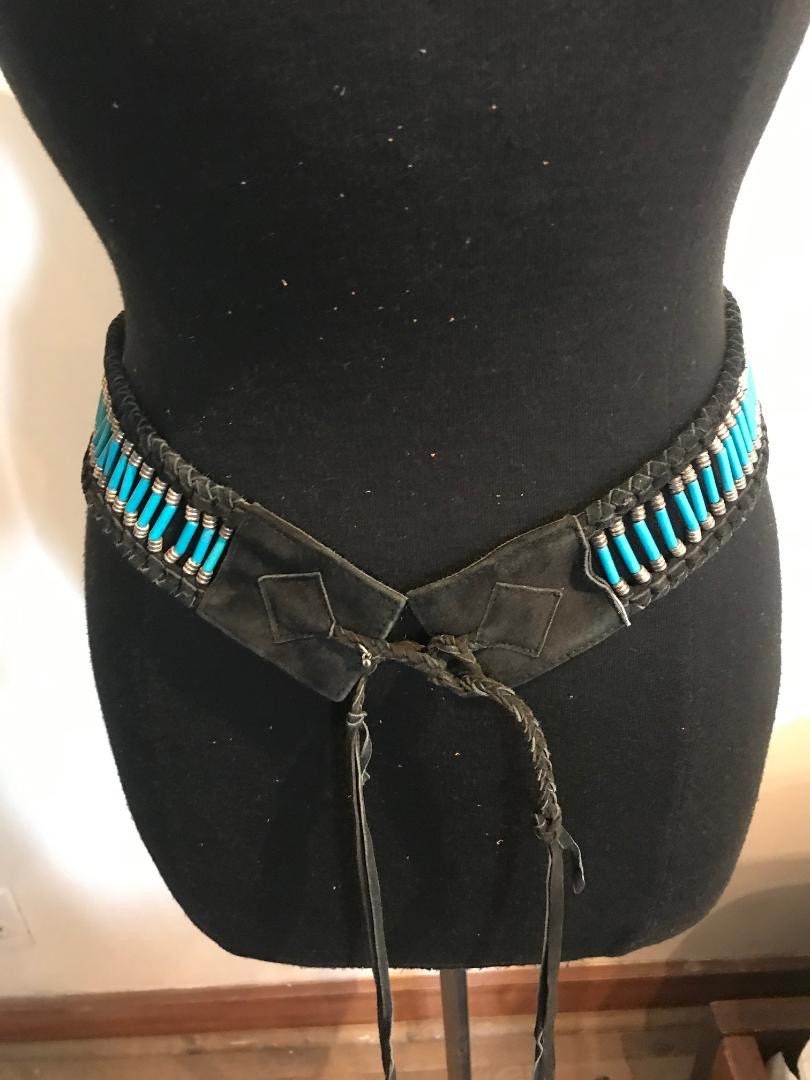 Eren Kobrinsky Coral Turquoise & Silver Beaded Black Suede Belt Eren Kobrinsky Products for Sale up to 90% Off Retail: Poshmark main image 2