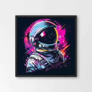 Astronaut Print, Psychedelic Astronaut Illustration, Astronaut Wall Art, Outer Space Decor, Astronaut Portrait, Astronaut In Outer Space