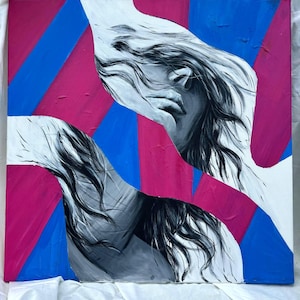 CARA – Abstract Portrait Painting, Modern Acrylic Art on Canvas, 70x70 cm, Original Painting by Margo NACAI