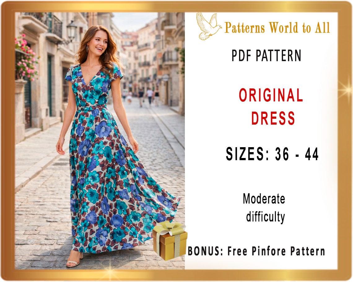 Bold Floral Dress Sewing Pattern • PDF A4 • Easy Beginner Summer Dress ...