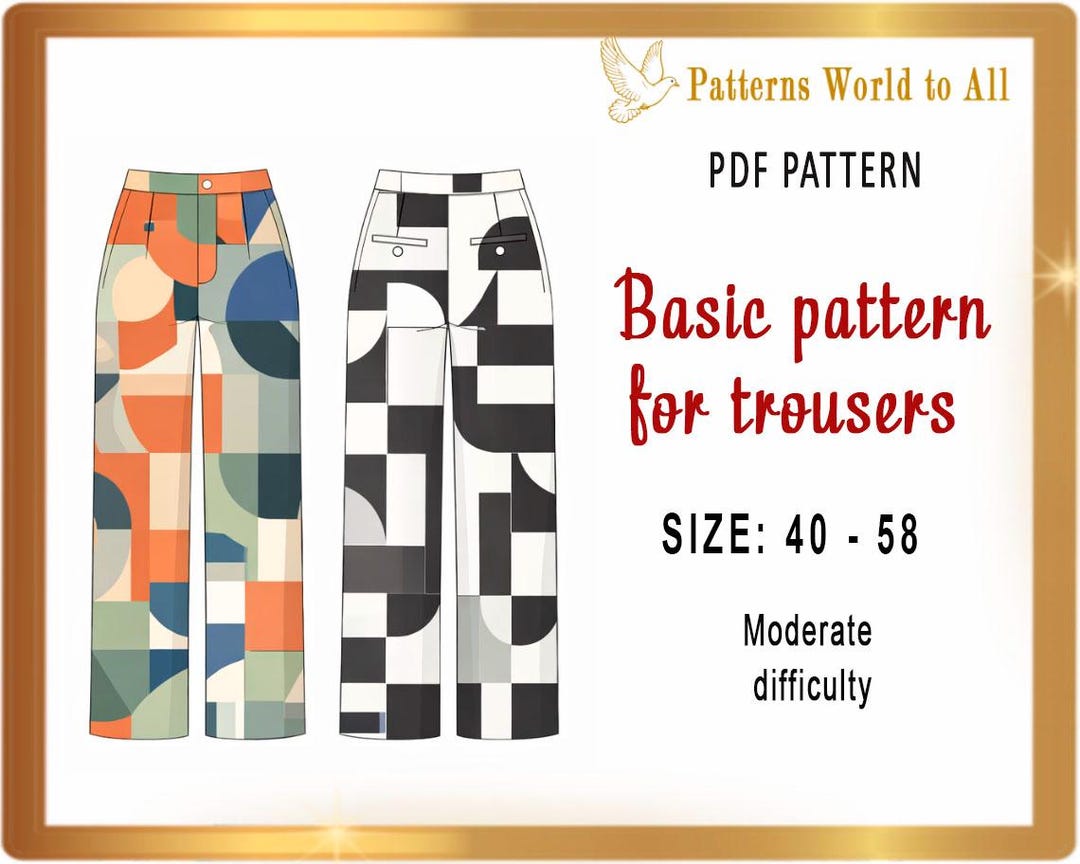 Basic Women’s Trouser Pattern | Sizes 40–58 | PDF Sewing Pattern ...