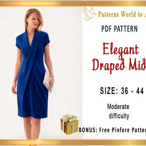 Royal Blue Wrap Dress • Elegant Draped Midi • Summer Urban Chic
