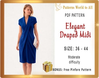 Vestido cruzado azul marino • Elegante vestido midi drapeado • Estilo urbano chic de verano