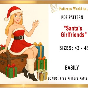 Patrón para la novia de Papá Noel: ¡un atuendo festivo fácil de coser! Patrón PDF &quot;Snegurochka&quot;: Sarafan, Kapak y botas (tallas 42-48)