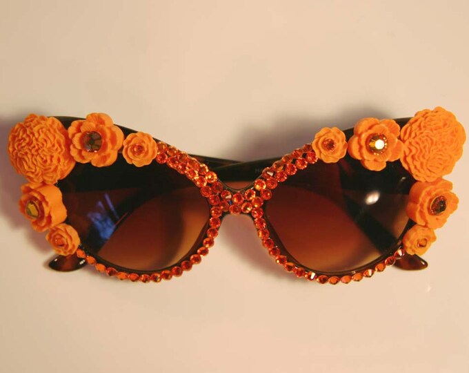 Electric Tangerine Cat Eye Sunglasses Accessory by Cutie Etsy