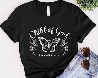 Women's Christian T-Shirt "Child of God," Romans 8:16, in a Variety of Colors