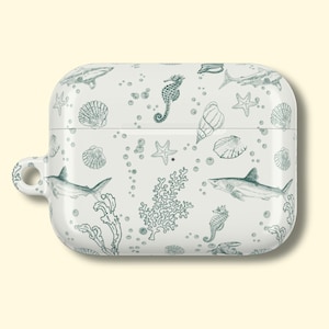 Shark Seashell Collage AirPod Case: Ocean Lover Gift