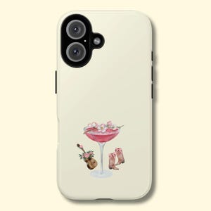 Vintage Cowgirl Cocktail Phone Case, Trendy Western Rodeo Print, best phone covers for iPhone 16 15 14 13 12 11 Pro Max 8 Plus X XR