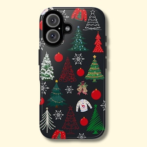 Christmas Tree Collage Phone Case aesthetic winter xmas phone cover for iPhone 16 15 14 13 12 11 Pro Max Samsung S25 S24 Pixel 9 and more