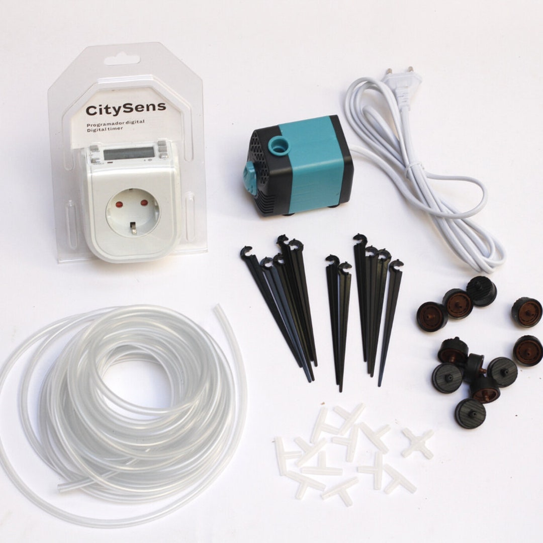 Zeego Kit Irrigazione A Goccia Automatica Con Timer Digitale - Per 10 Piante Interno/esterno, Doppia Alimentazione A Batteria O USB-C, Programmabile