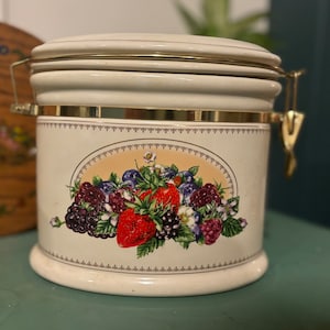 Vintage Knotts Berry Farm strawberry canister | Large kitchen canister | Vintage kitchen decor