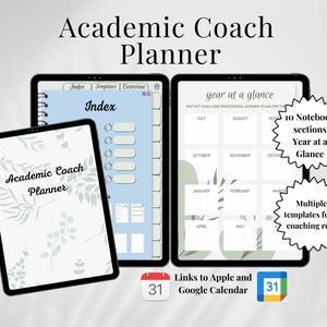 Academic Coach digital Planner vertical notebook for Instructional Coach plant themed Instructional Lead Teacher digital planner elementary