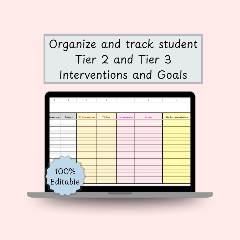 MTSS RTI Intervention Tracker: 504 Accommodation Organizer (google ...