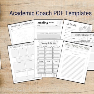 Modello di coach accademico Ciclo di coaching didattico PDF Appunti di riunione stampabili Obiettivi Piano d'azione Elenco delle cose da fare Panoramica dell'anno PDF scaricabile