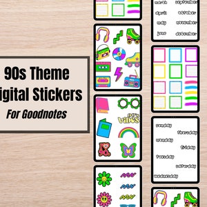 Digital Stickers 90s Theme Stickers 90s Nostalgia Digital Stickers for Planner Instant Download Pre-cropped Digital Stickers for Goodnotes