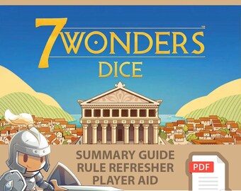 7 WONDERS DICE <All In> Board Game, Summary Guide, Rule Refresher, Player Aid
